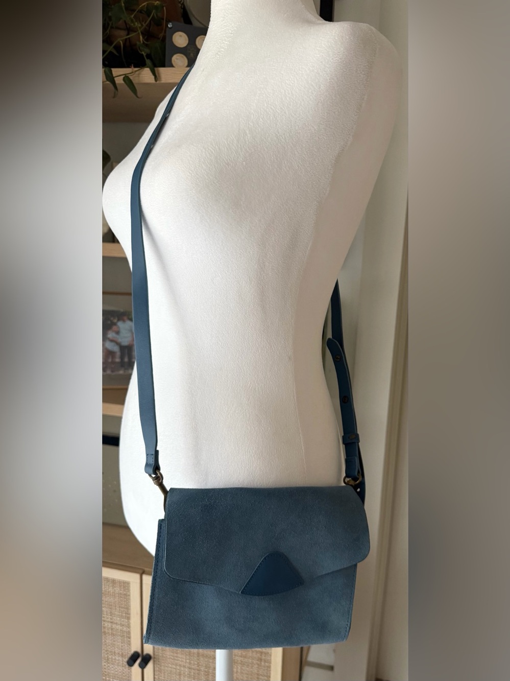 VereVerto Blue Suede Leather Crossbody Bag Made in Spain Rare